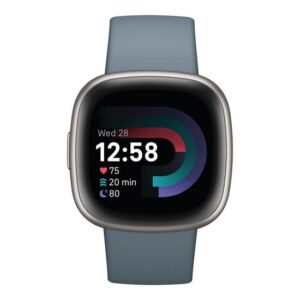 Fitbit Versa Platin Smartwatch med Vandfaldsblå Bånd