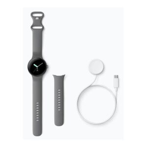 Google Pixel Watch Poleret Sølv Smart Med Aktivt Bånd Trækul 0840244600334