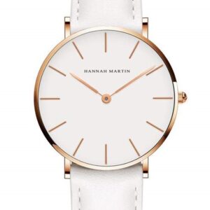 Hvidt Dameur med Læderrem – Stilfuld Elegance!