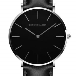 Elegant Sort Dameur med Læderrem fra WatchZoo